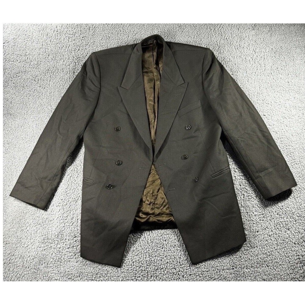 VTG Wool Blazer Sports Coat Men 40L Brown Double Breasted Made in Poland Classic